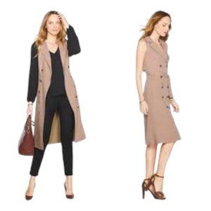 White House Black Market Khaki Tan Trench Vest Style Duster Dress Jacket - Sz 12
